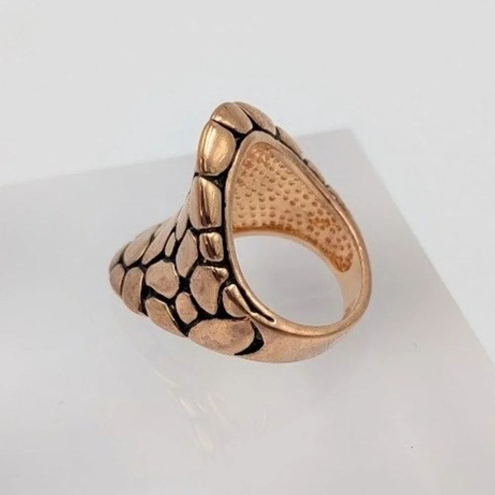 RS Covenant RSC Ring Size 7 Bronze Tone‎ Pebble Statement Chunky Brutalist
